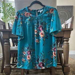 DR2 Teal Floral Blouse